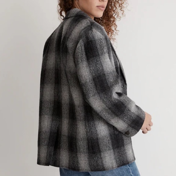 Madewell Dorset Blazer Coat 100% Wool Buffalo Check Women's Medium Oversized - Picture 2 of 9